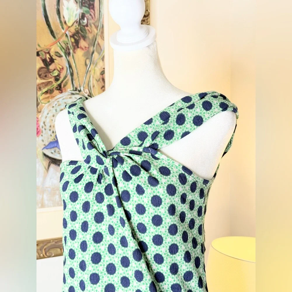 Maeve Anthropologie Green Navy Dot Twist Strap Tank Top Size M NWT - Picture 6 of 12